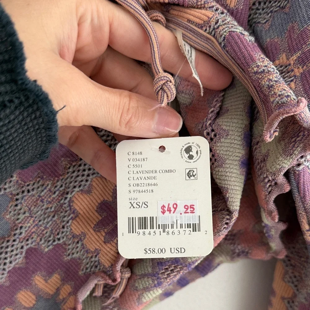 Free People Free For All Cardi Lavender Combo size XS/S Women's Top - Picture 6 of 8